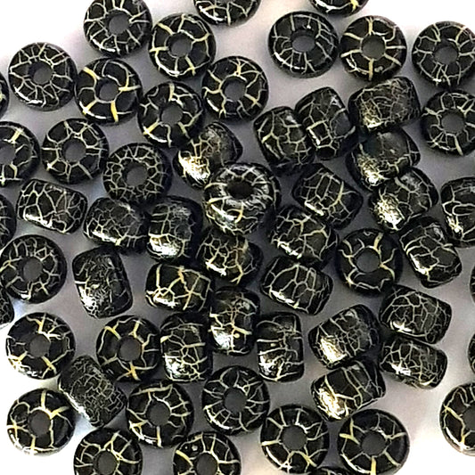 Matubo 2/0 Seed Beads - Jet Black/Yellow - 6mm Round Beads -Kalitheo