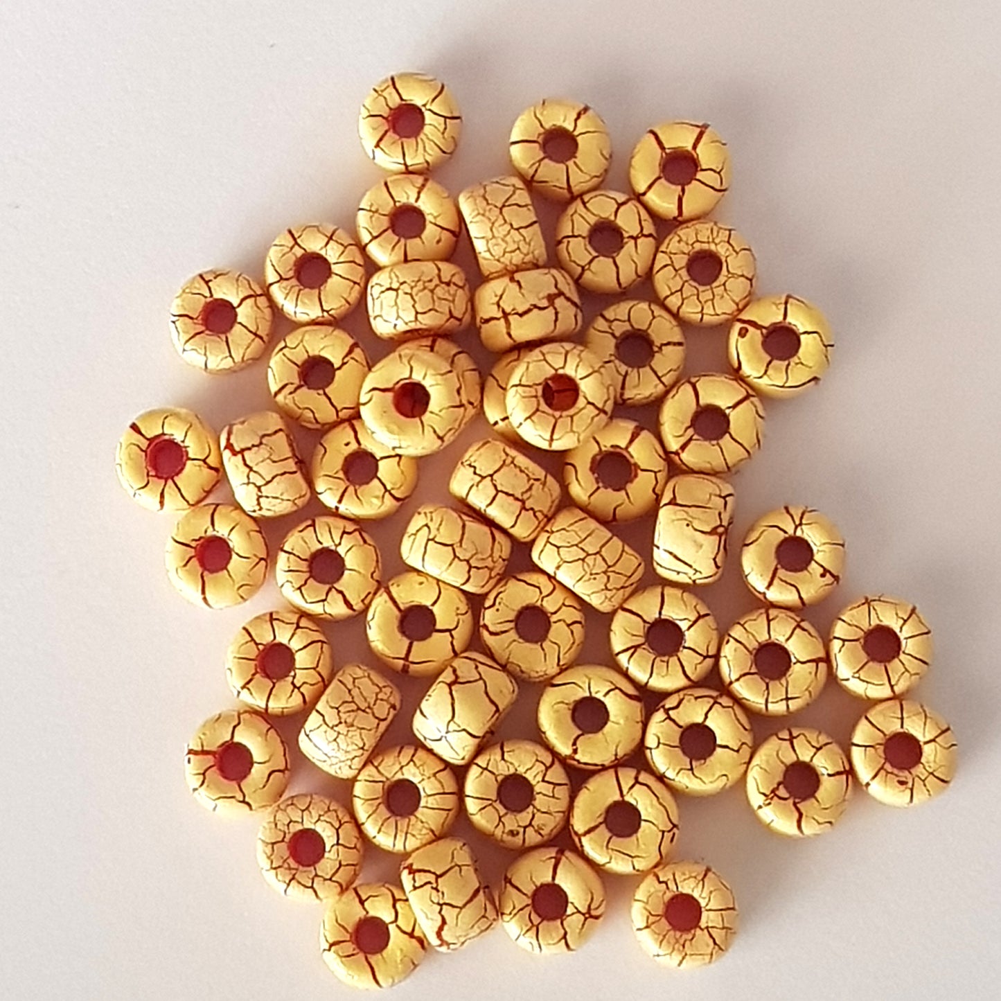 Matubo 2/0 Seed Beads - Yellow-Dark Red- 6mm Round Beads -Kalitheo