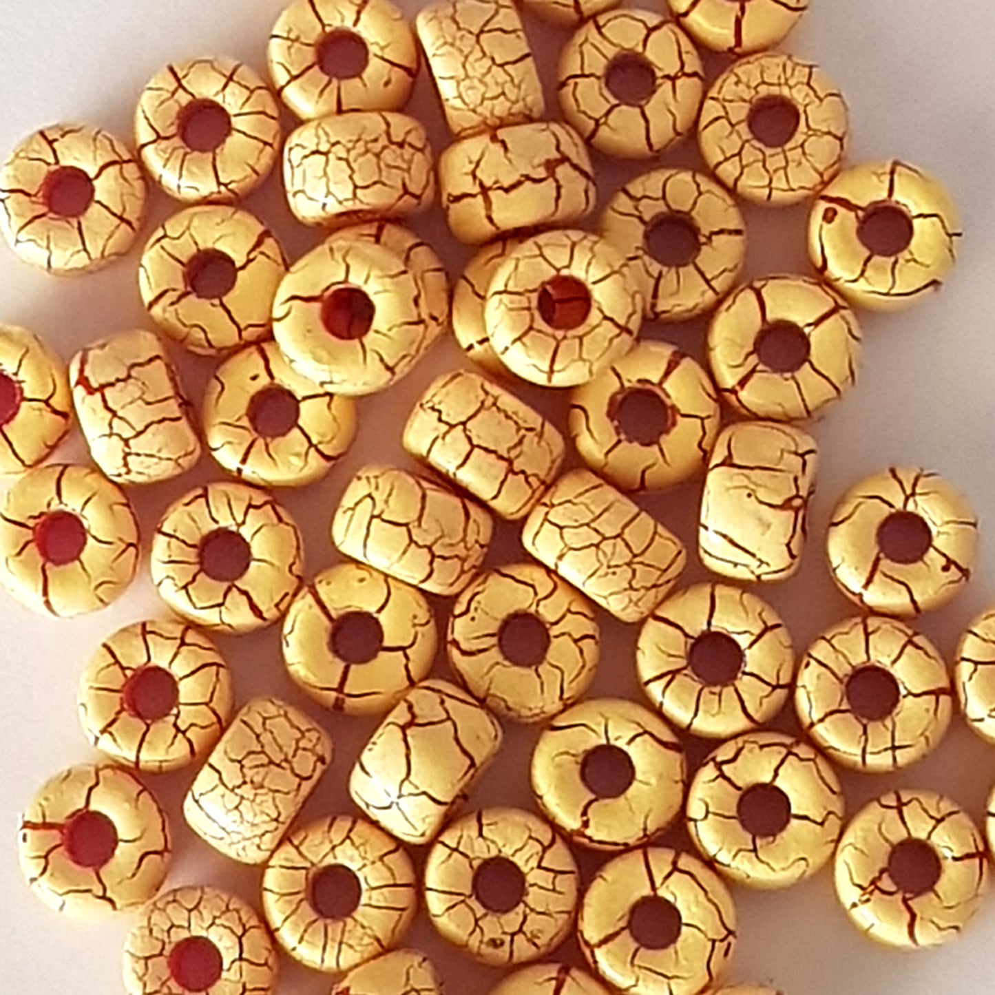 Matubo 2/0 Seed Beads - Yellow-Dark Red- 6mm Round Beads -Kalitheo