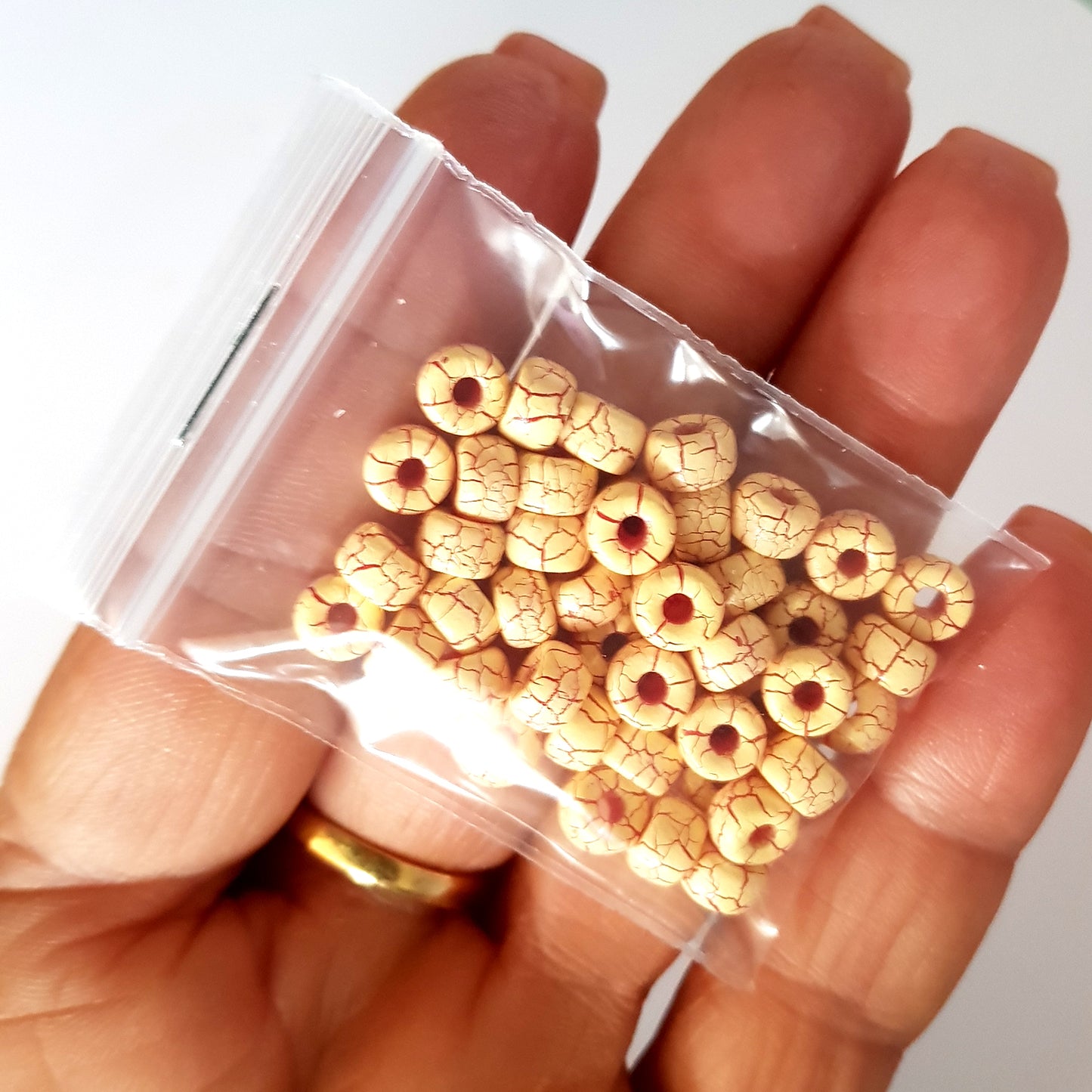 Matubo 2/0 Seed Beads - Yellow-Dark Red- 6mm Round Beads -Kalitheo