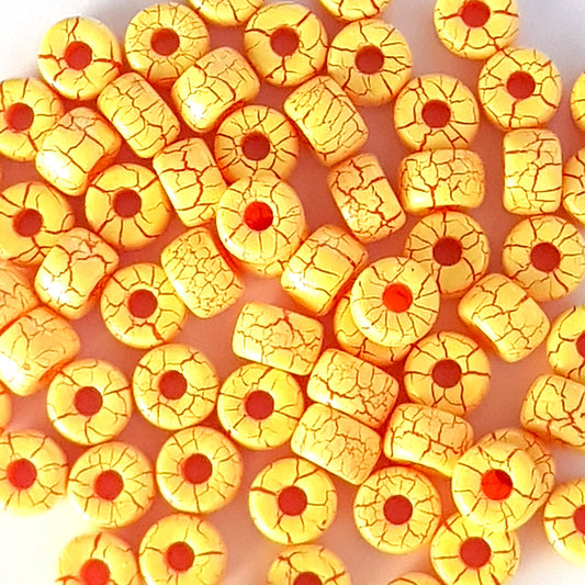 Matubo 2/0 Seed Beads - Yellow/Red - 6mm Round Beads -Kalitheo