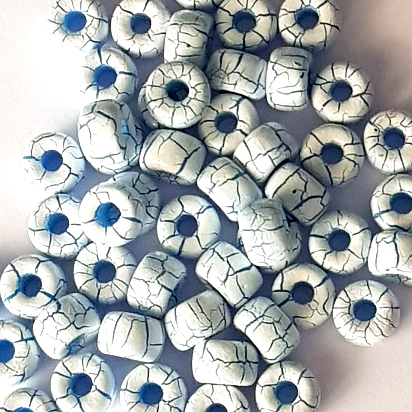 Matubo 2/0 Seed Beads - White-Blue-6mm Round Beads -Kalitheo