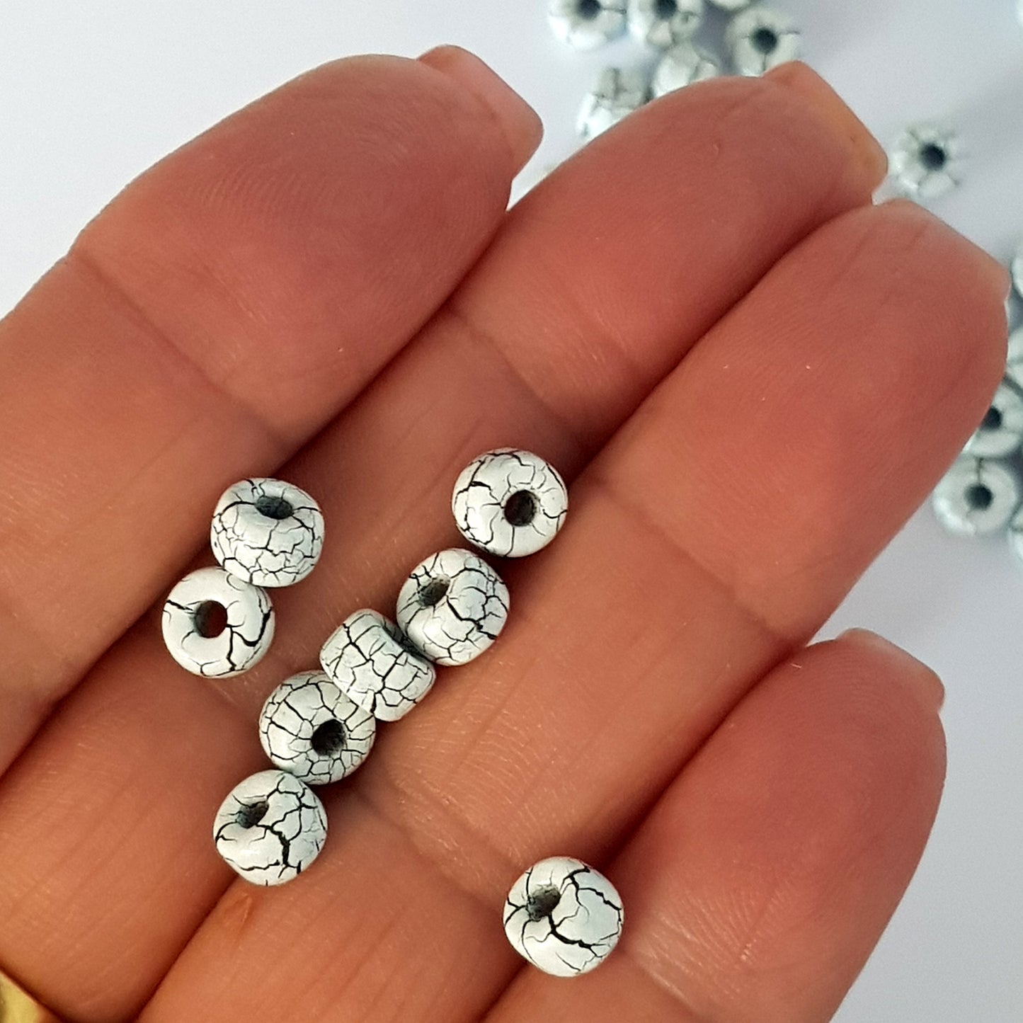 Matubo 2/0 Seed Beads - White-Jet Black-6mm Round Beads -Kalitheo