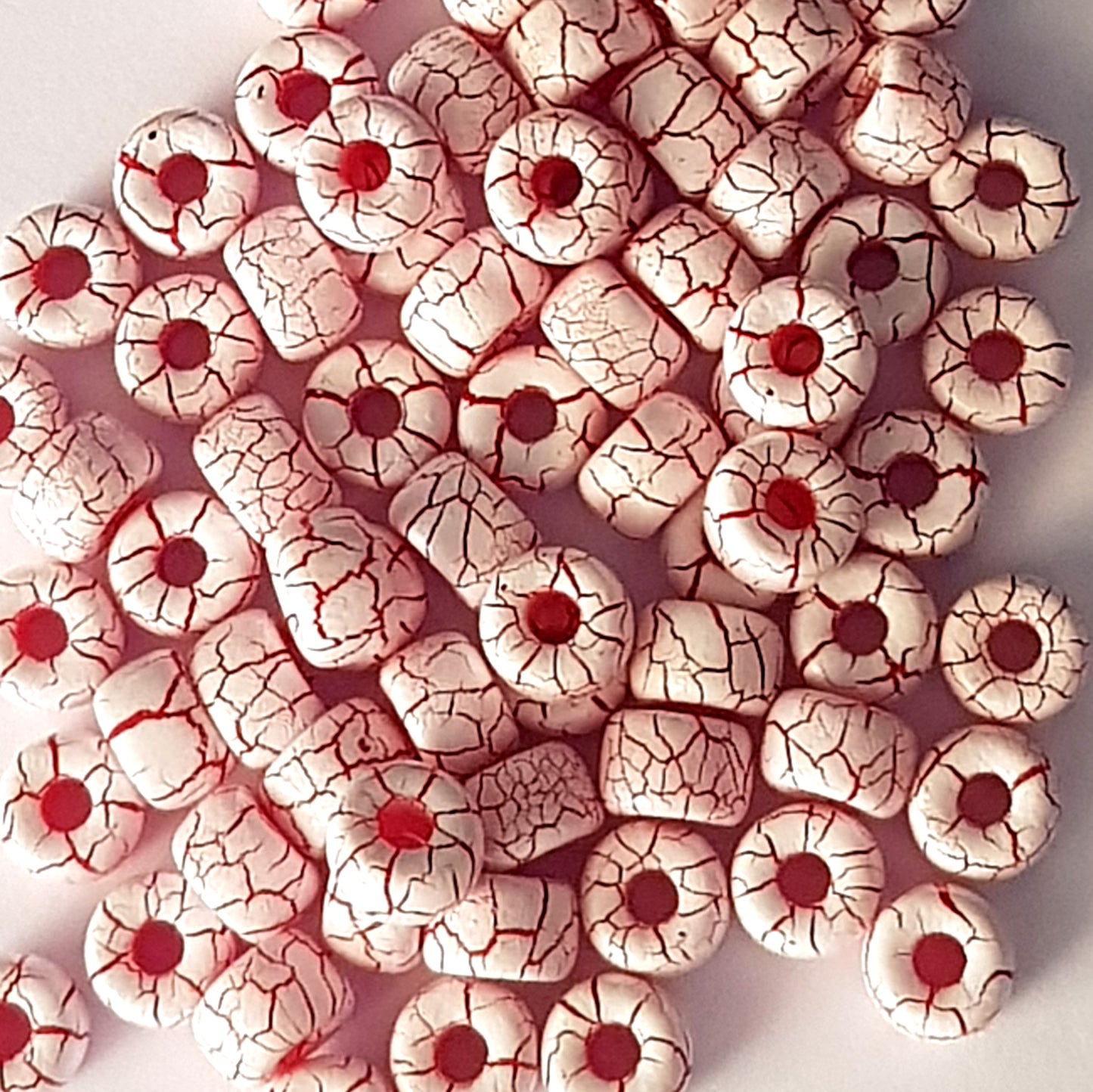 Matubo 2/0 Seed Beads - White-Red-6mm Round Beads -Kalitheo