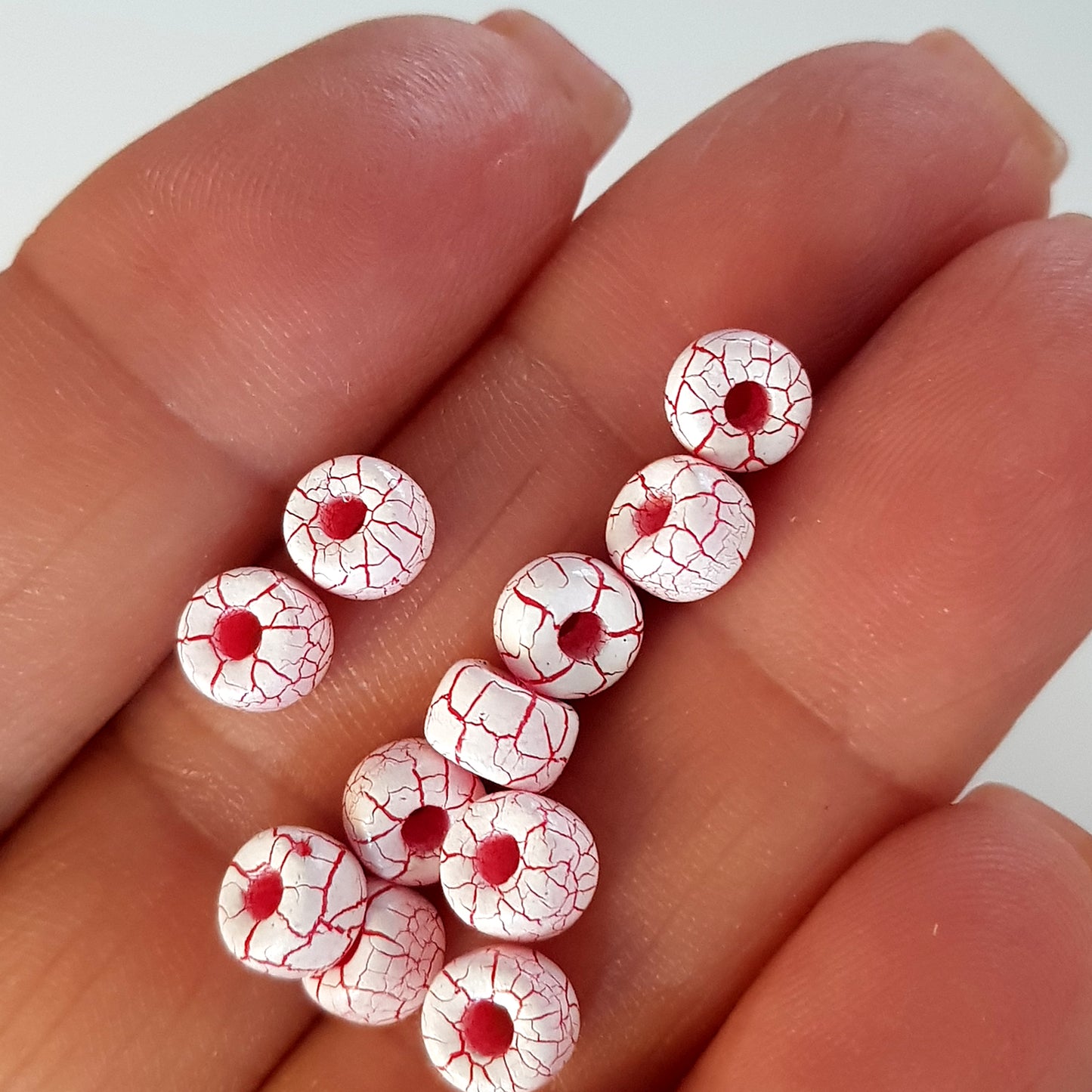 Matubo 2/0 Seed Beads - White-Red-6mm Round Beads -Kalitheo