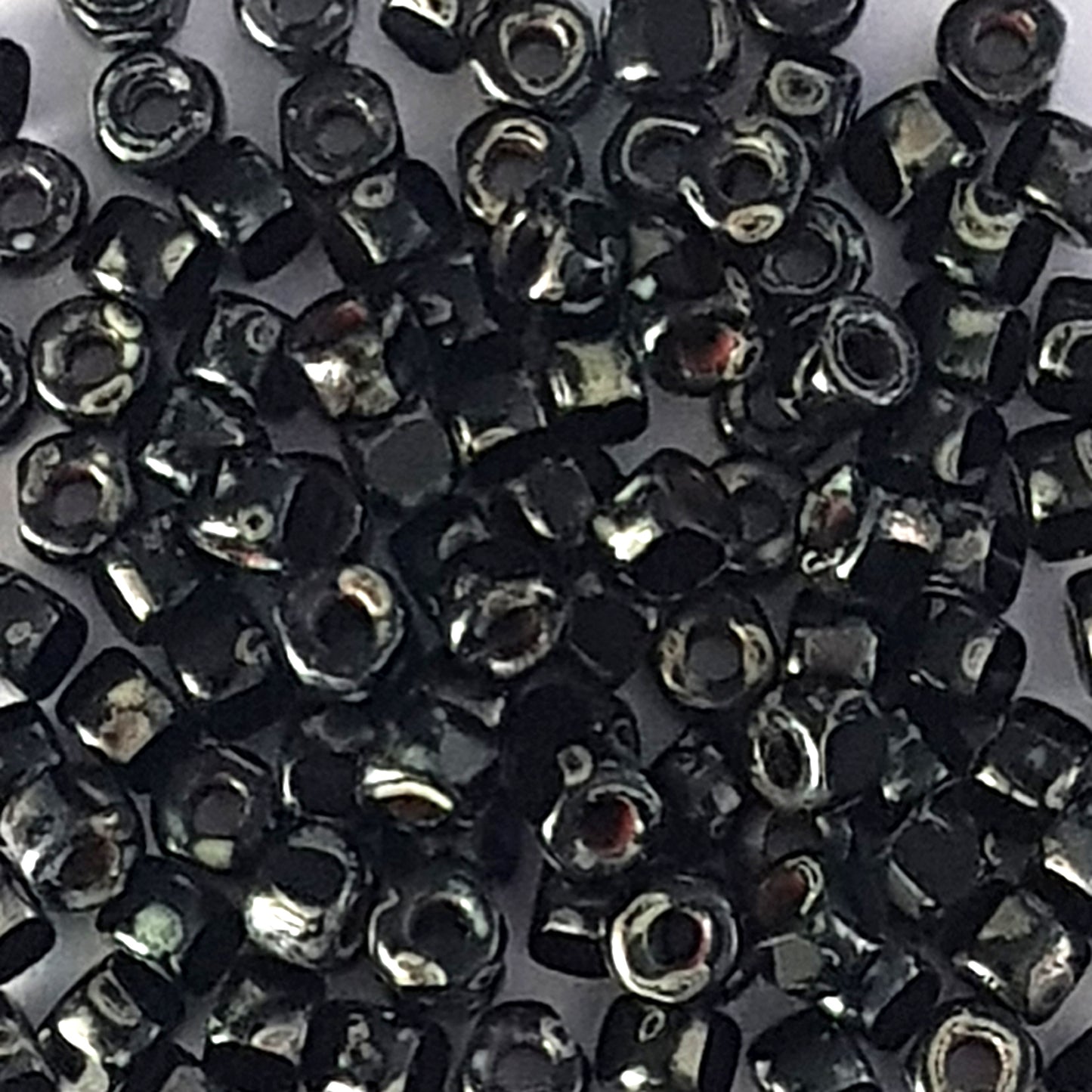 Matubo 2/0 3-Cut Seed Beads - Jet Black Picasso- 6mm Round Beads -Kalitheo