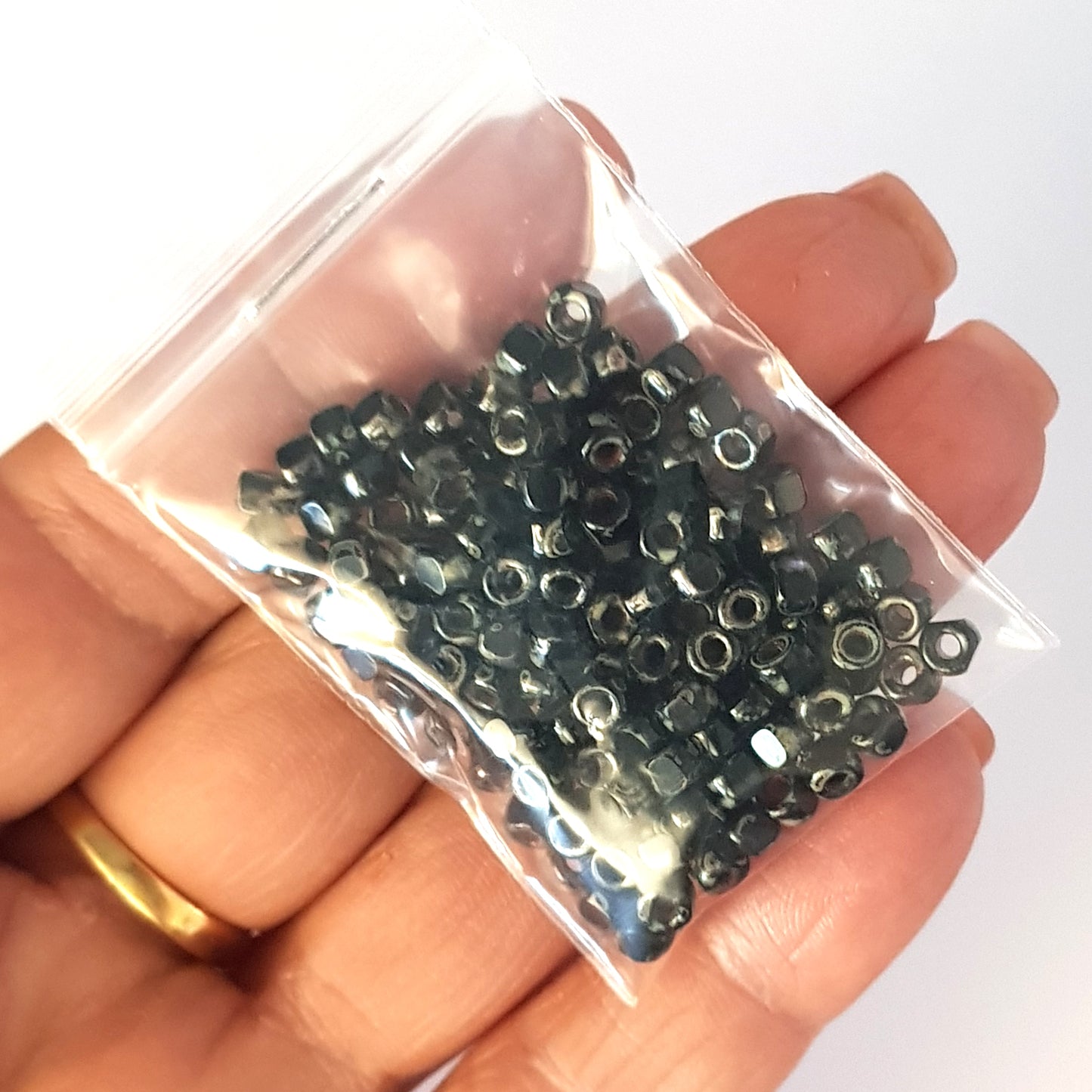 Matubo 2/0 3-Cut Seed Beads - Jet Black Picasso- 6mm Round Beads -Kalitheo