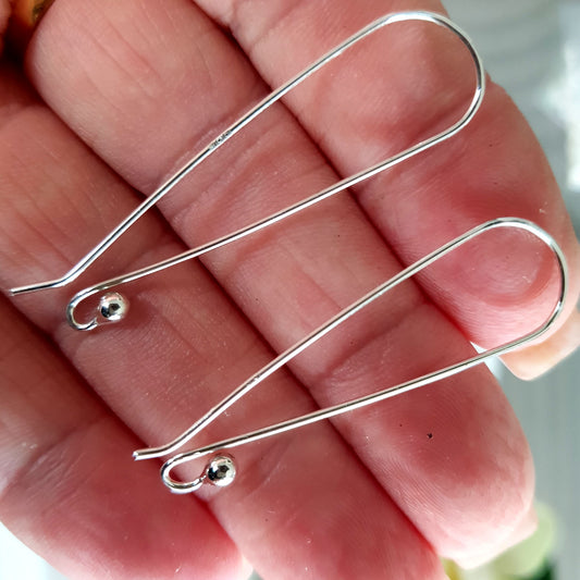 Ear Hooks - Handmade 40mm Statement Sterling Silver - Argentum 940 Ear Hooks | SS-011LEH| Earring Making Supply