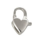 Silver heart-shaped clasp on a white background