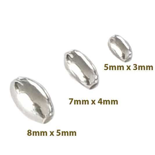 Genuine Sterling Silver 925 Polished Oval Spacer Beads – 5mm x 3mm |Sterling Silver Findings