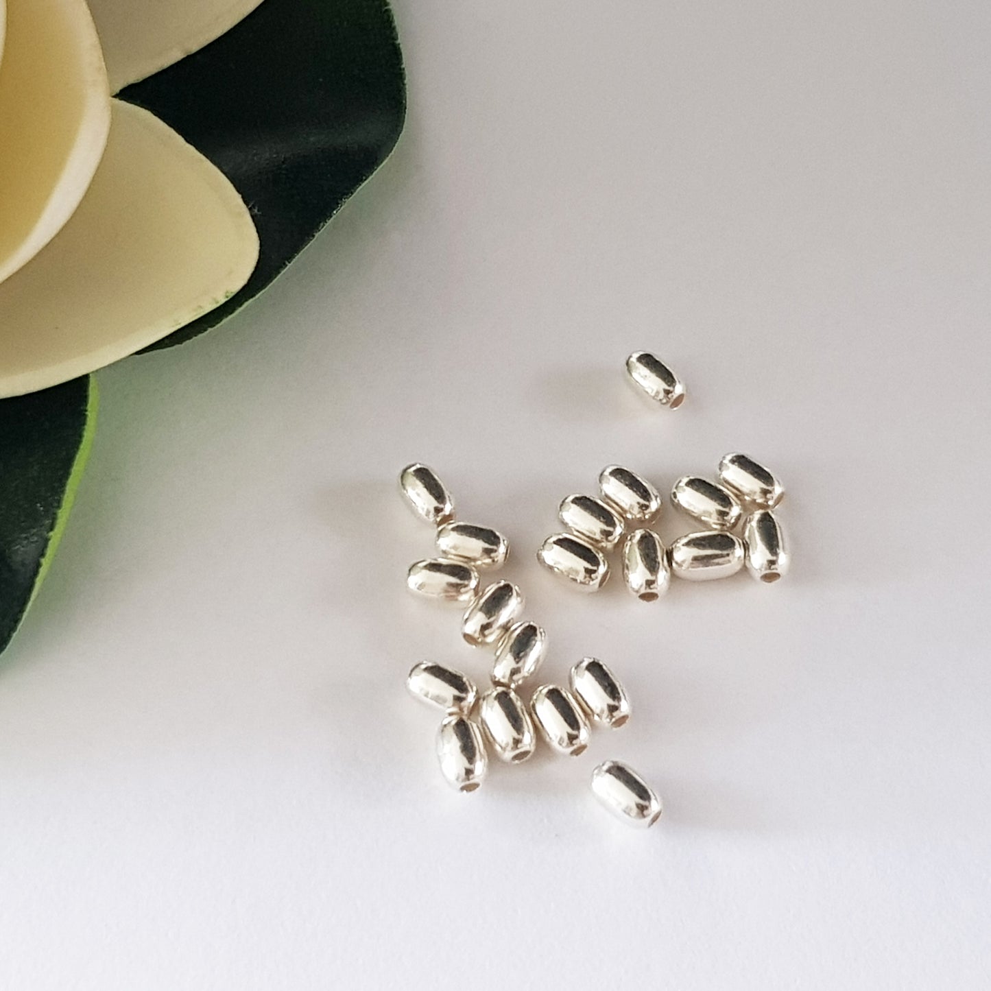 Genuine Sterling Silver Findings - 925 Plain Polished Oval Beads | Precious Metal Findings
