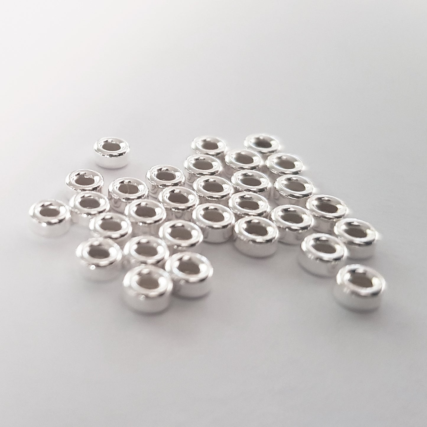 Genuine Sterling Silver 925 Plain Donut Polished Spacer Beads | SS-BeadPDnut3l | Beading Essentials