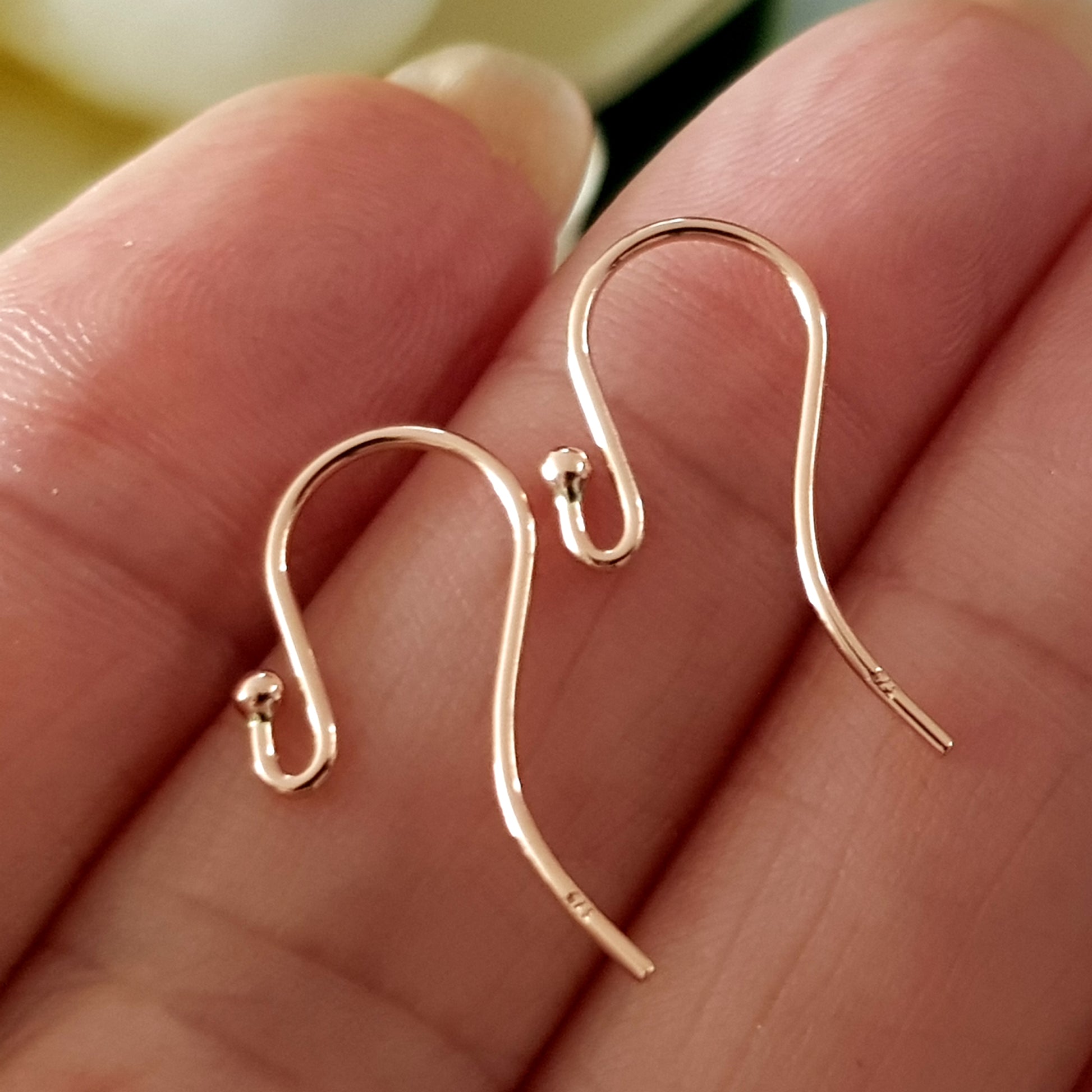 9ct gold fish hook ear wires 18k Plated Stainless Steel Earring Findings for Jewelry Making- Hypoallergenic (21 Gauge, 20mm) You can use pearls Fish Hook Earring Wires 18x9mm