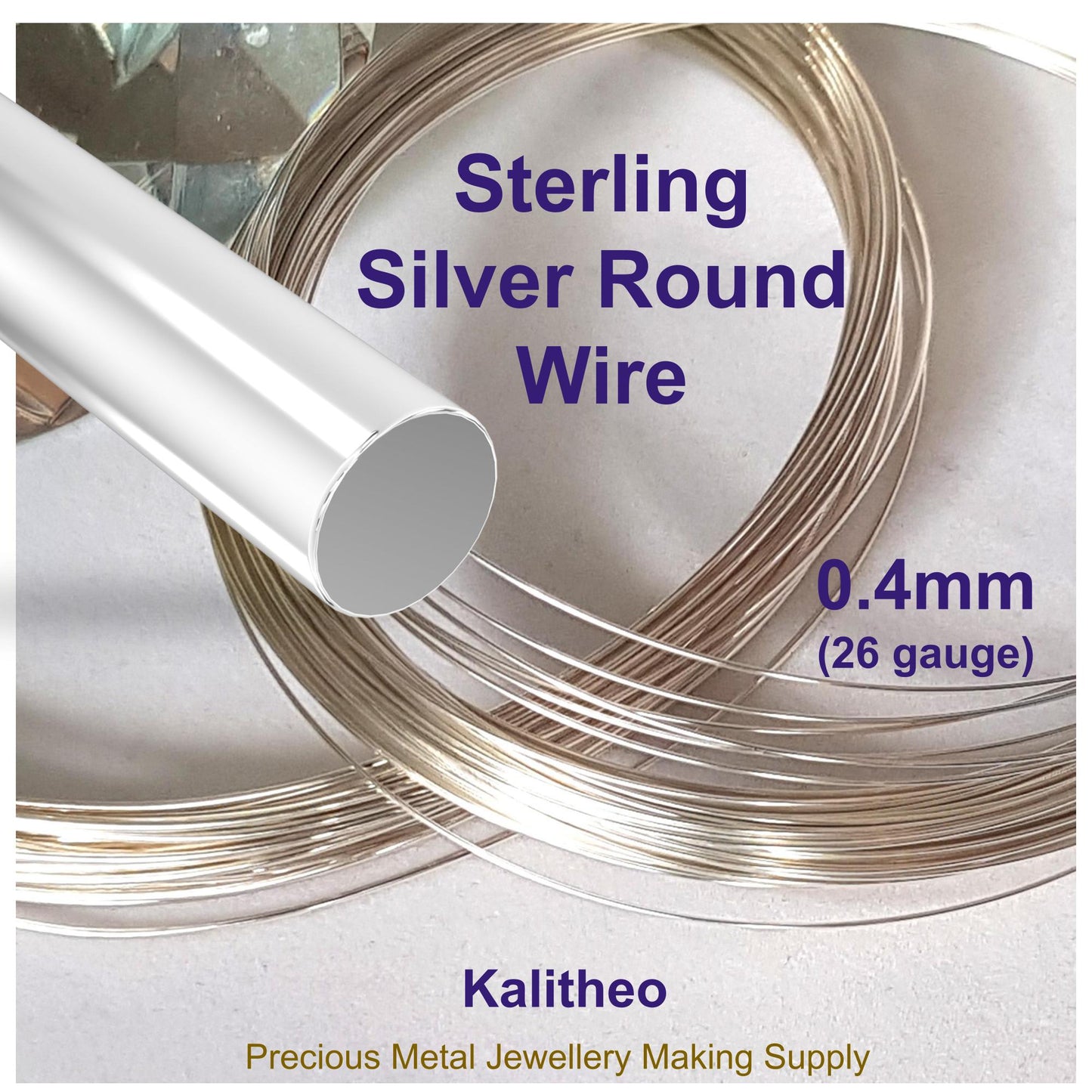 FAB Metals - 0.4mm Round Sterling Silver Wire ( 26 gauge) | Jewellery Making Supply