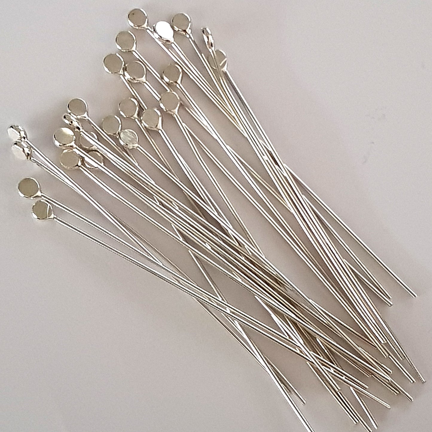 Headpins Balled Flat 60mm [10pc Pack] -  Solid 0.7mm (21gauge) Argentum 940 | SS-GF760F/10HP| Jewelry Making Supply