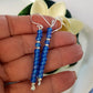 Handmade Blue Long Beaded Earrings – Sterling Silver Argentium 940