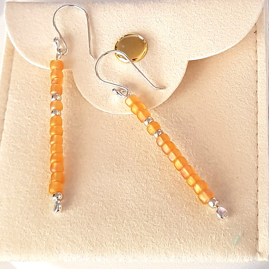 Handmade Yellow Long Beaded Earrings – Sterling Silver Argentium 940