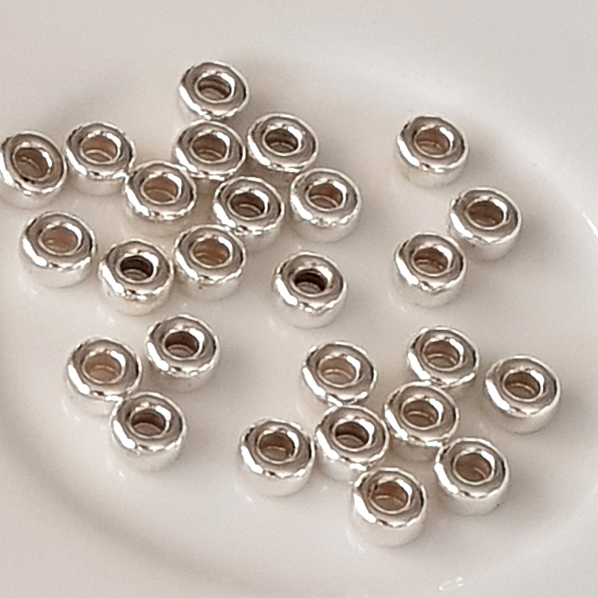 925 Silver Roundel Beads for Jewelry Making