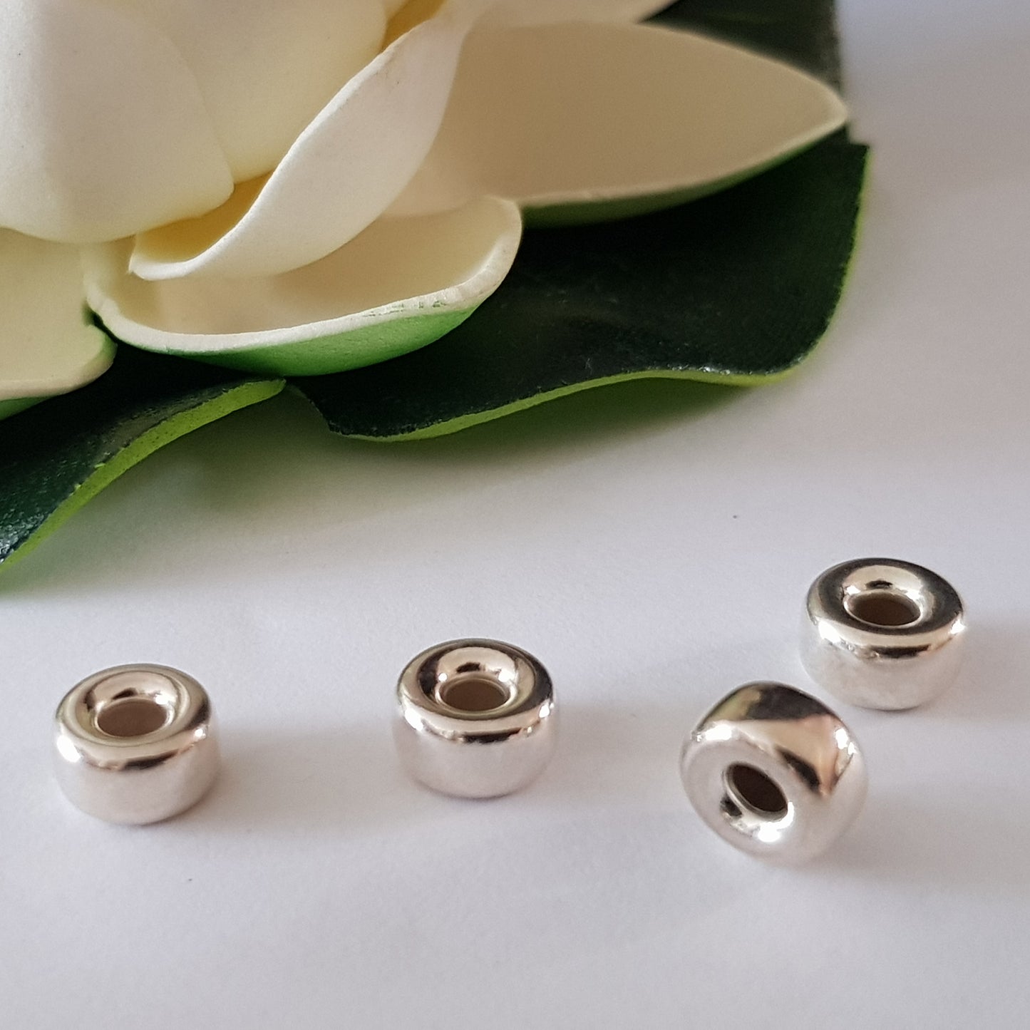 Genuine Sterling Silver 925 Heavy Roundel Polished Spacer Beads | SS-BeadHRdel | Beading Essentials