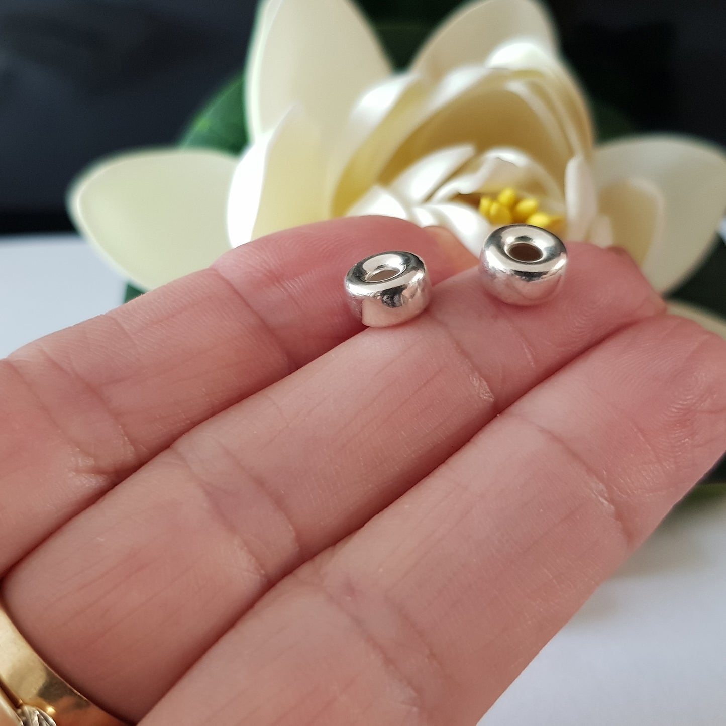 Genuine Sterling Silver 925 Heavy Roundel Polished Spacer Beads | SS-BeadHRdel | Beading Essentials