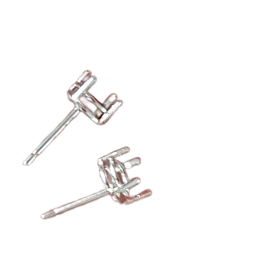 925 Silver Double Gallery Stud Blank - Oval Basket Claw Setting | SS-OBDS-411ES | Findings
