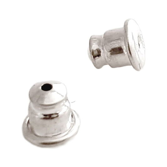 Ear Backs - Sterling Silver Bullet Style with Memory Rubber Inserts | SS-007B/EB | Earring Finding