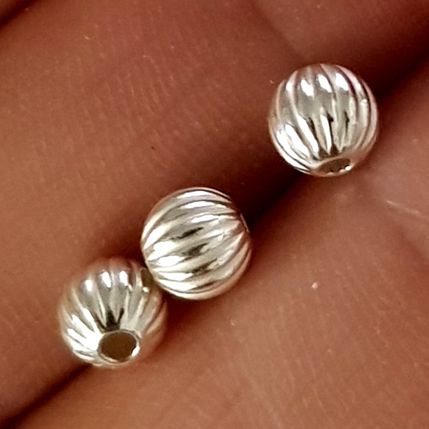 Genuine Sterling Silver Corrugated Round  Beads | SS-BeadCOR | 925 Jewellery Making Supplies