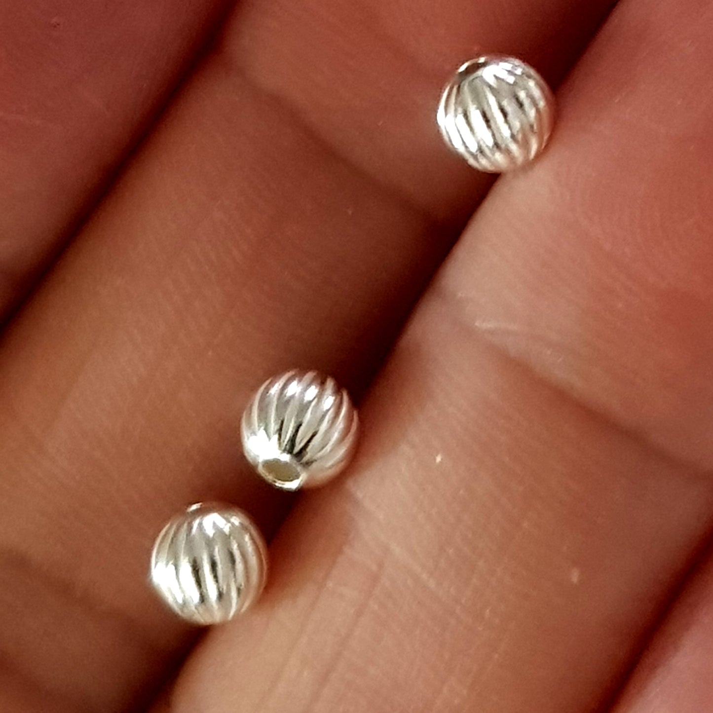 Genuine Sterling Silver Corrugated Round  Beads | SS-BeadCOR | 925 Jewellery Making Supplies