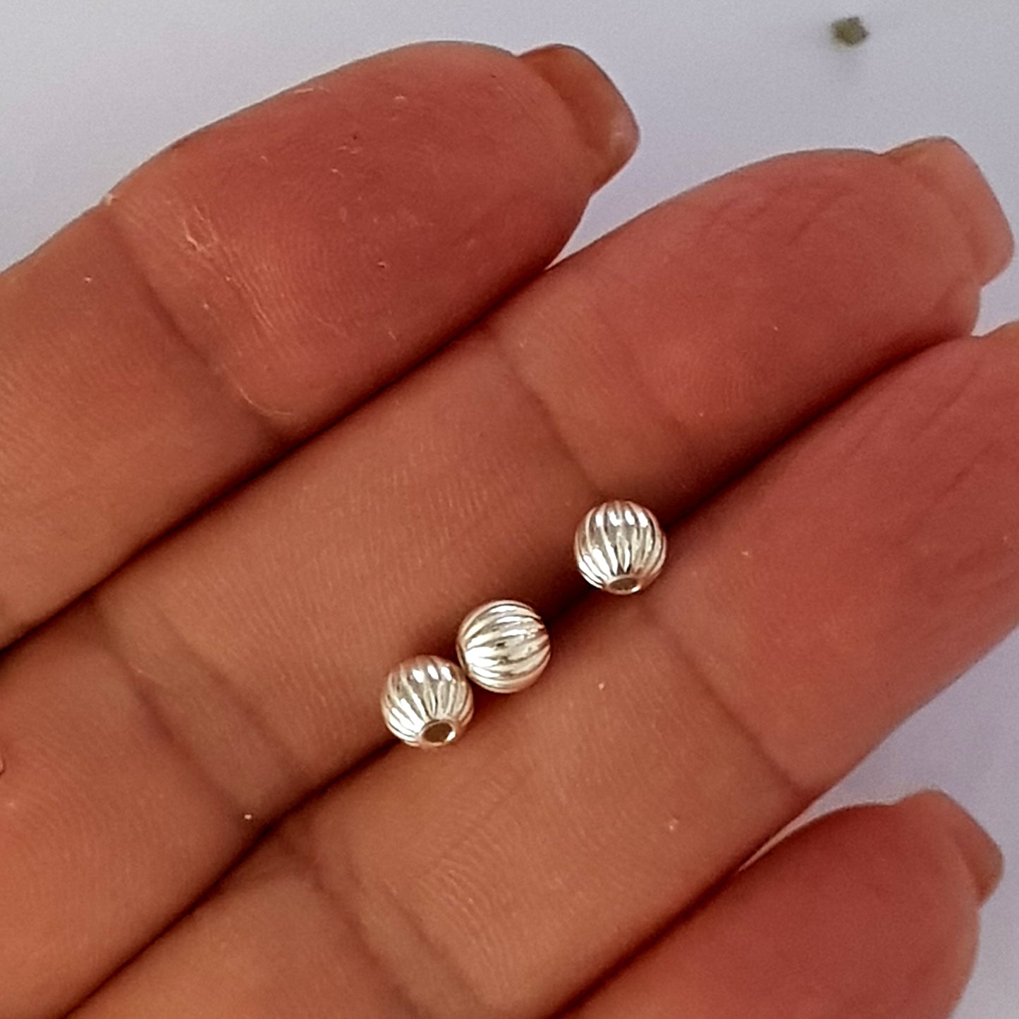 Genuine Sterling Silver Corrugated Round  Beads | SS-BeadCOR | 925 Jewellery Making Supplies