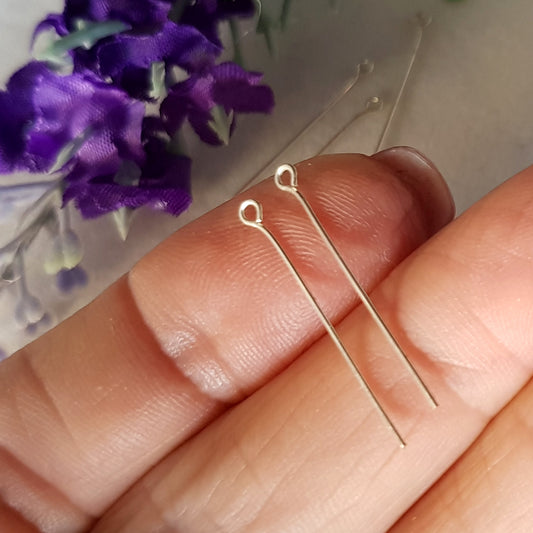 Eye Pins - Solid 0.5mm (24 gauge) Open Sterling Silver | SS-GF5/EP | Jewellery Making Supply