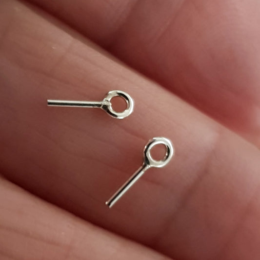 Eye-pins Soldered 5mm [2pc Pack] - Solid 0.7mm (21 gauge) Sterling Silver | GF-SS-705C/EP | Jewellery Making Supply
