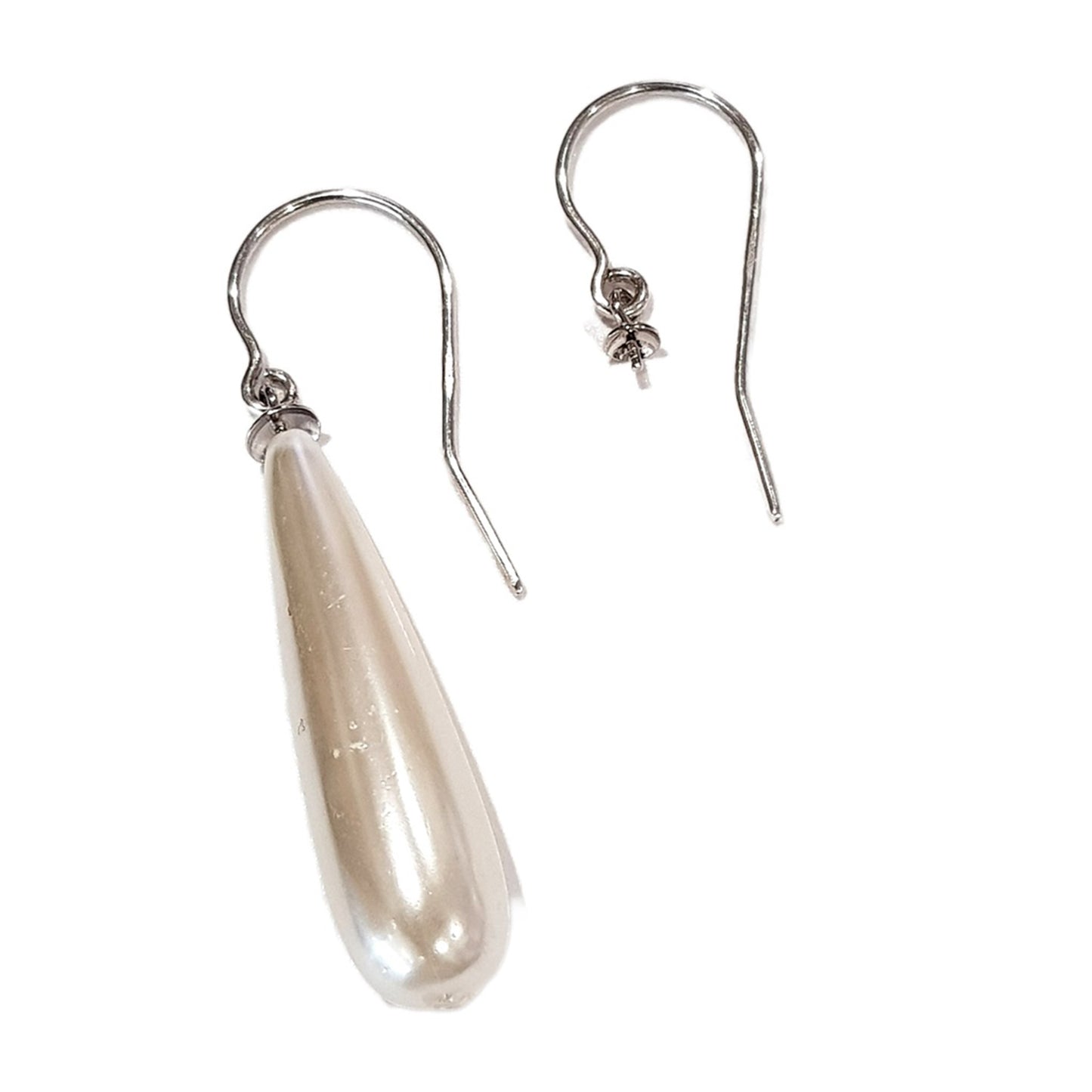Sterling Silver Handmade Earring Hooks with Hanging 3mm Pearl Cup | SS-PC3-023 | Kalitheo Findings