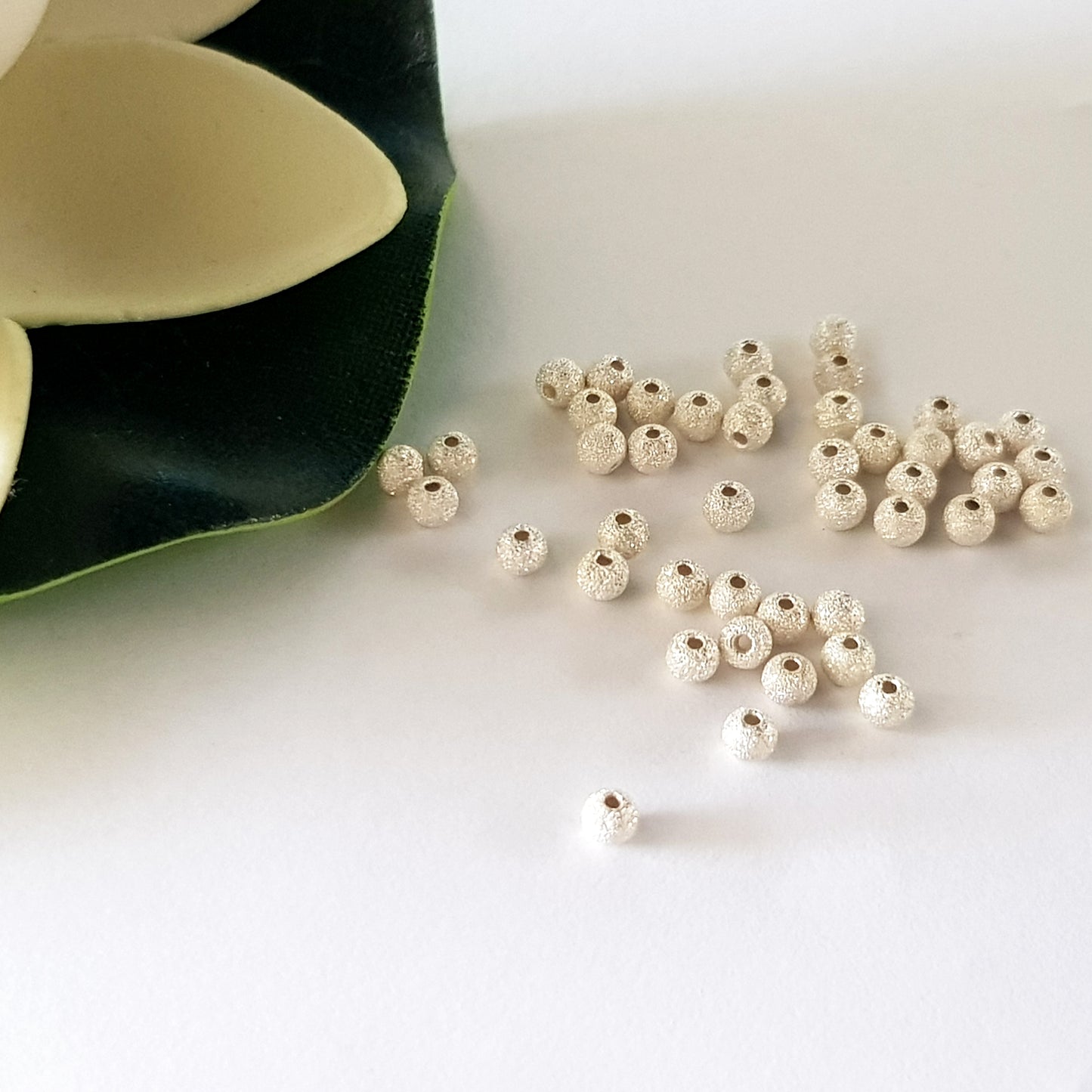 Genuine Sterling Silver Findings - 925 Stardust Round Beads | Precious Metal Findings