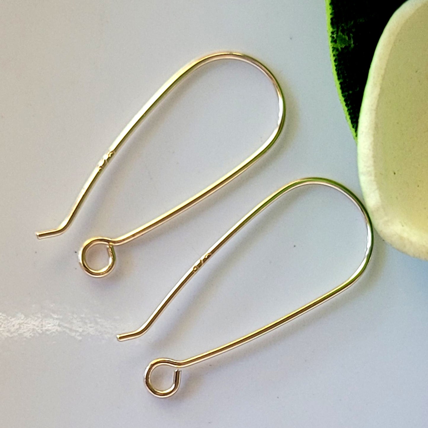 9ct Yellow Gold Long Earring Hooks – Handmade Modern Drop Ear Wires (1 Pair)  | YG9-123EH-1 | Earring Findings