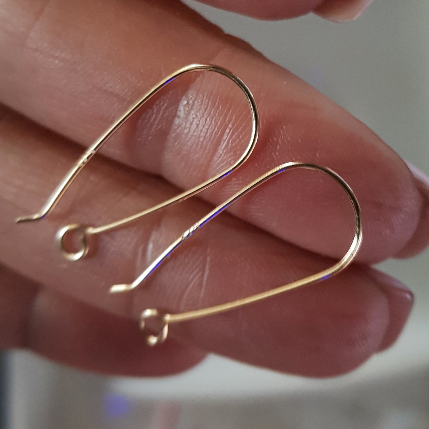 9ct Yellow Gold Long Earring Hooks – Handmade Modern Drop Ear Wires (1 Pair)  | YG9-123EH-1 | Earring Findings