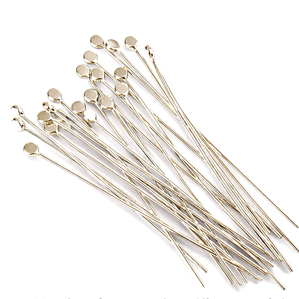 Argentium silver headpins on a white background