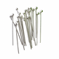 Set of silver headpins with balled tips on a white background