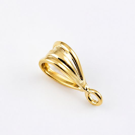 Gold filled pendant bail with jump ring white background