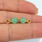 Pair of handmade 6.5 mm jade bead drop dangles with gold-coloured wire and open jump rings held on fingers, SKU DBD-Jade-1pair