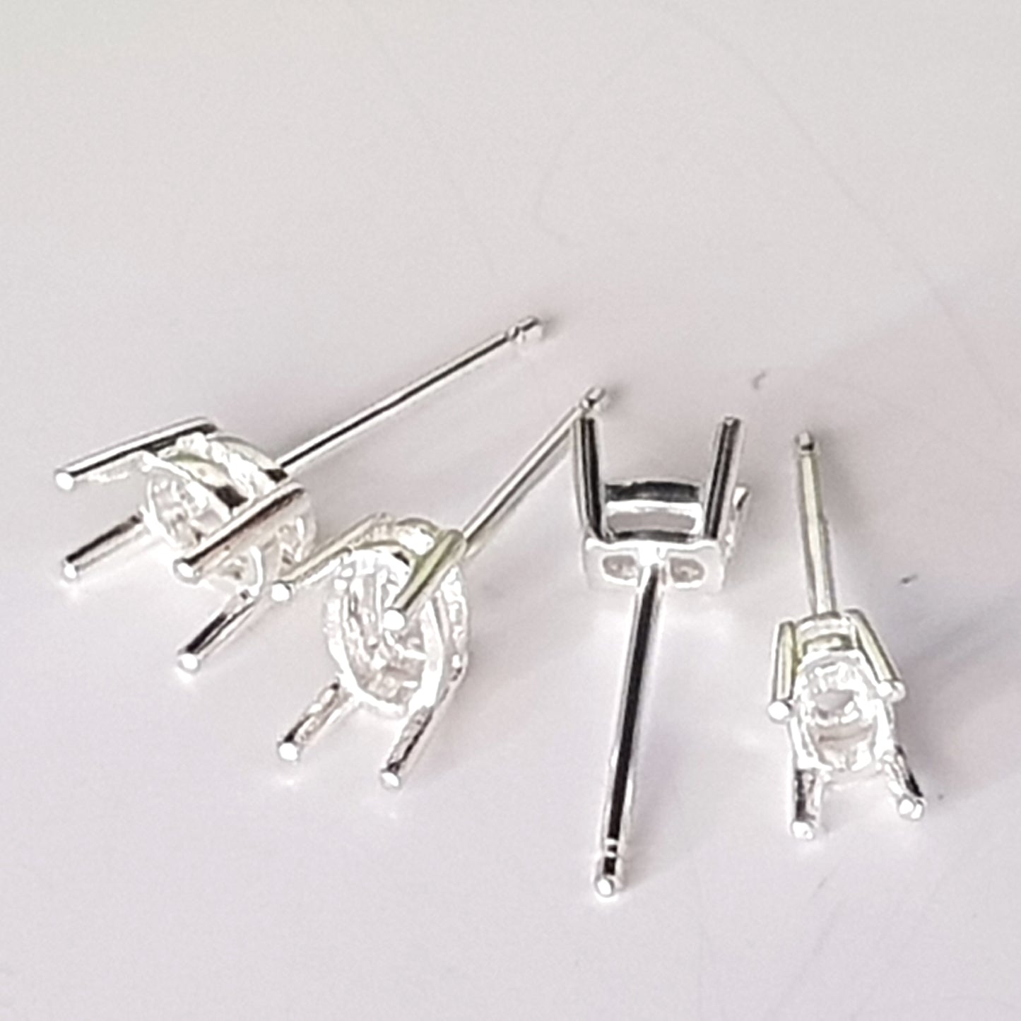Oval Basket 4 Claw Setting earring posts - different sizes