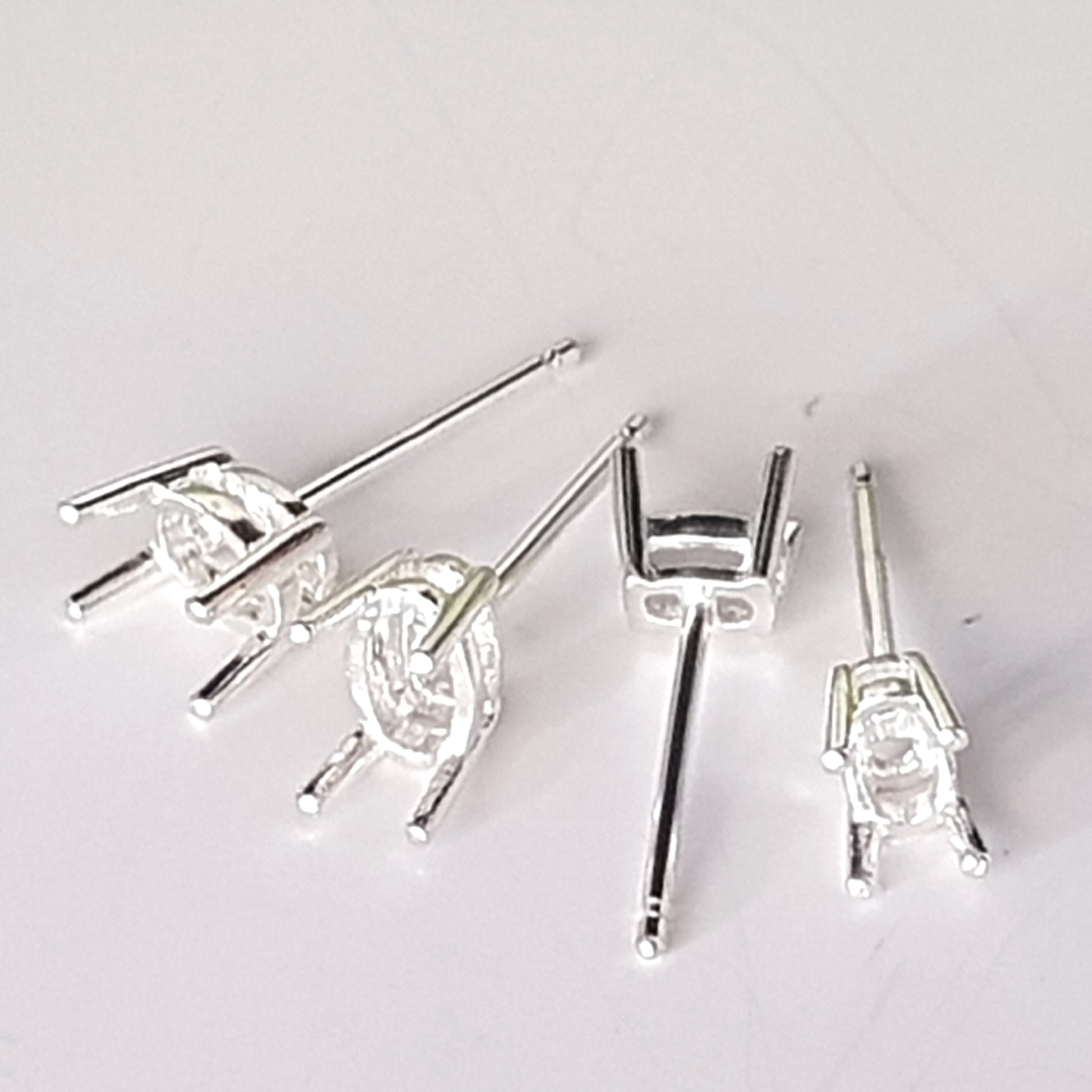 Oval Basket 4 Claw Setting earring posts - different sizes