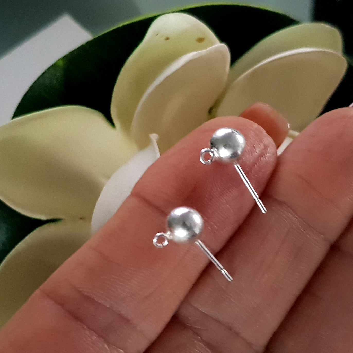 Quality Sterling Silver Heavy Polished Ball Studs with open jump ring | SS-010HPBall-ES | Earring Supply