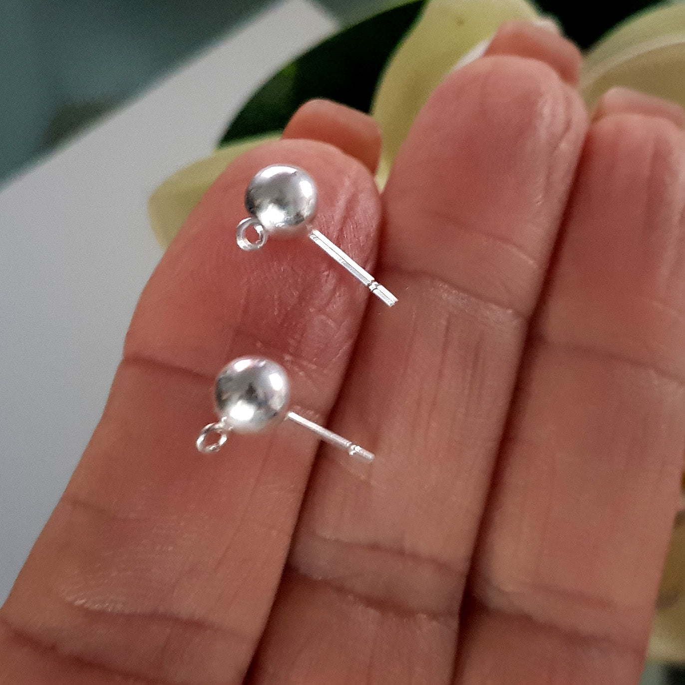 Quality Sterling Silver Heavy Polished Ball Studs with open jump ring | SS-010HPBall-ES | Earring Supply