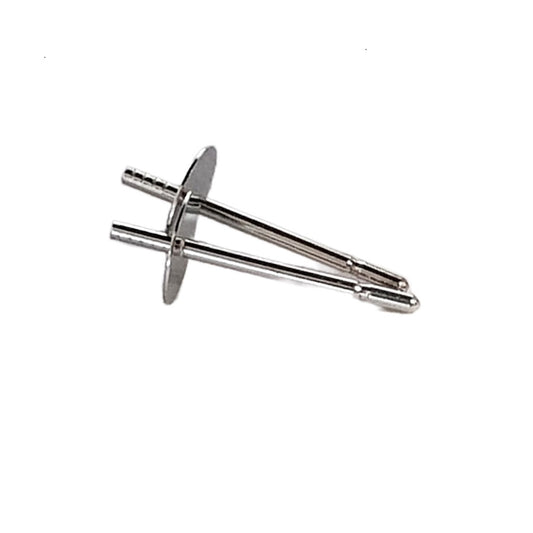 Sterling Silver Polished Flat Pearl Cup Stud - Half Drilled Pearls & Beads | SS-010PFC5mm-ES | Earring Supply