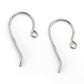 Two silver earring hooks on a white background