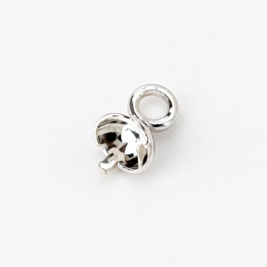 Sterling Silver Pearl Cup in 3mm / 4mm / 5mm for your jewellery making. white background