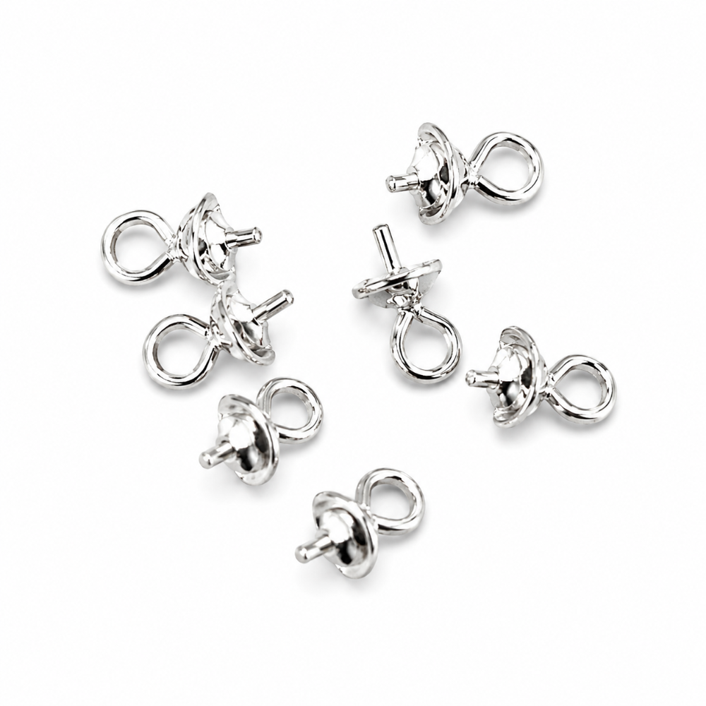 Sterling Silver Pearl Cups  white background.