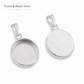 Sterling Silver Round Bezel Pendant Setting front and back view