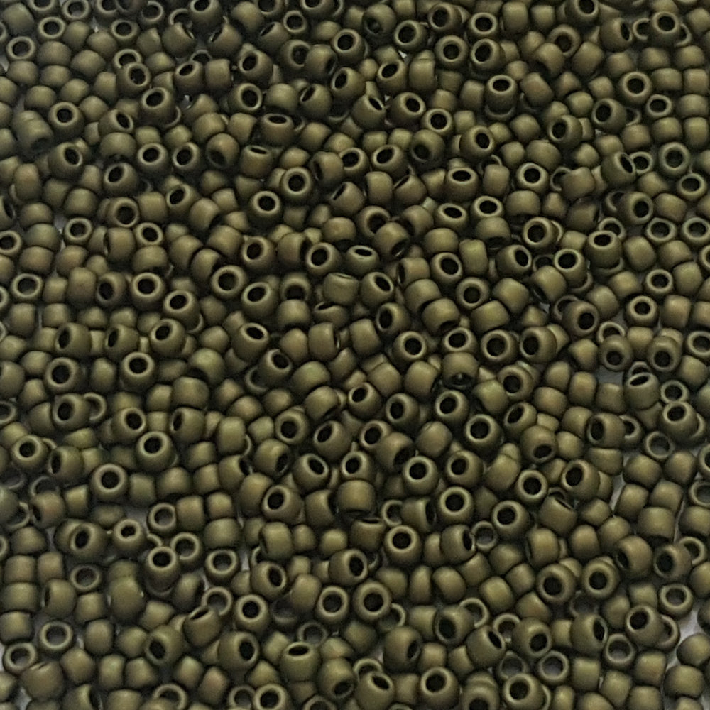 11/0 TR-617 Dark Olive Matte Round Toho Seed Beads  square