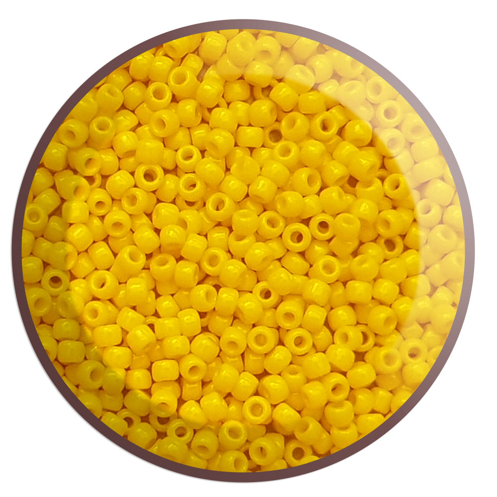 Circle of yellow beads close up